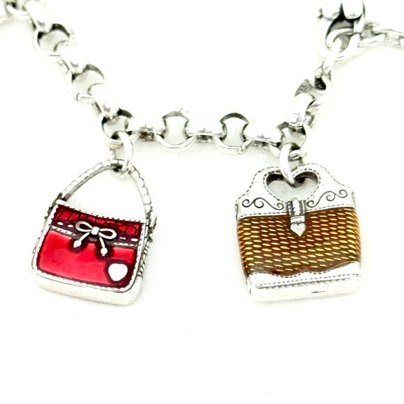 Brighton Purse/Handbag Charm Bracelet Silver Tone - VGC - Picture 4 of 8